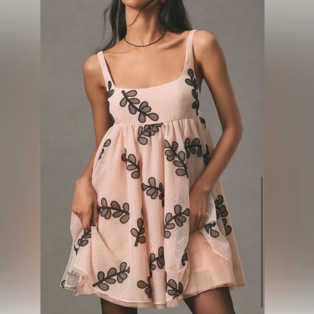 Anthropologie Blush and Black Mini Dress